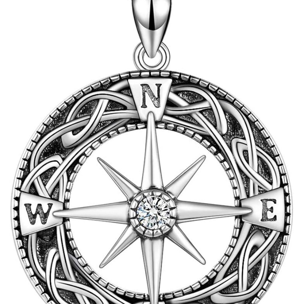 Silver Compass Pendant Necklace